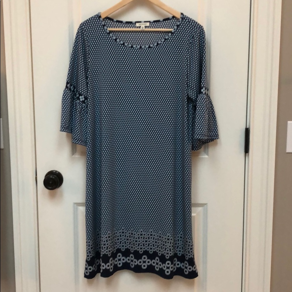 Max Studio blue dress with flutter sleeves size L